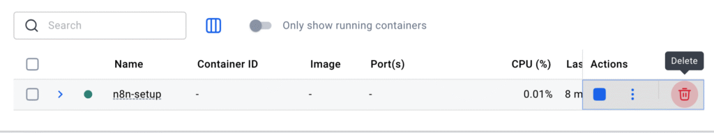 刪除舊的 n8n 容器